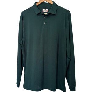 Grand Slam Performance Golf Shirt Polo Mens Size L Forest Green Long Sleeve EUC